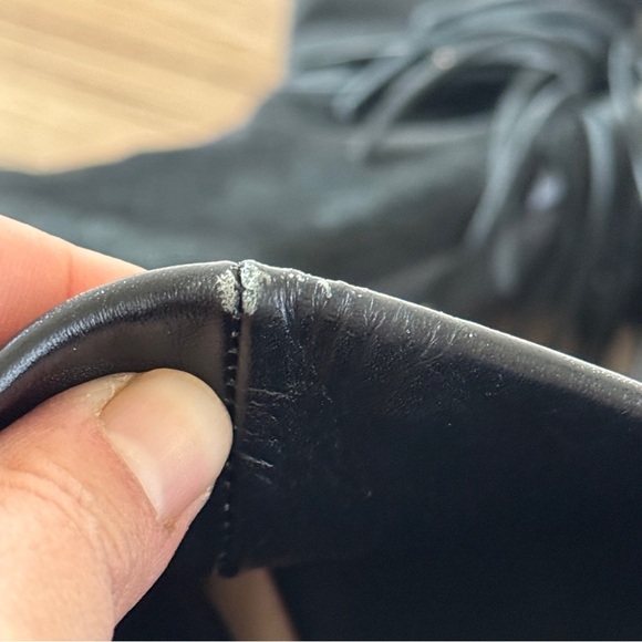 Raye black fringe pointed toe ankle boots suede leather size 38 - Picture 7 of 8